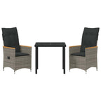 Conjunto de Comedor de Jardín 3 pcs Gris ratán sintético