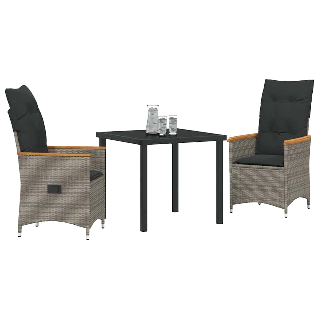 Conjunto de Comedor de Jardín 3 pcs Gris ratán sintético
