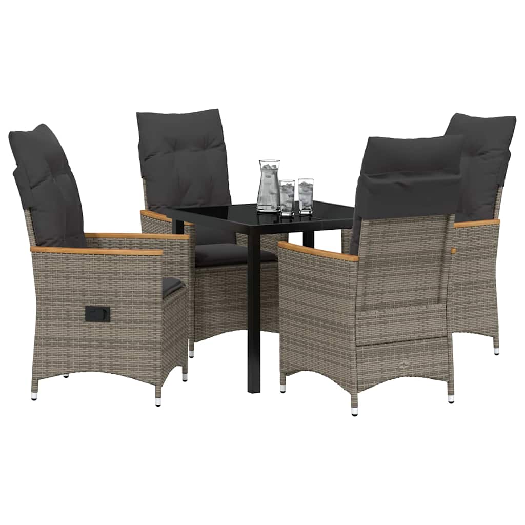 Conjunto de Comedor de Jardín 5 pcs Gris ratán sintético