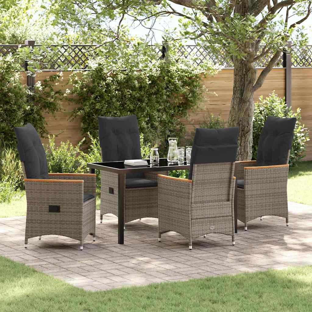 Conjunto de Comedor de Jardín 5 pcs Gris ratán sintético