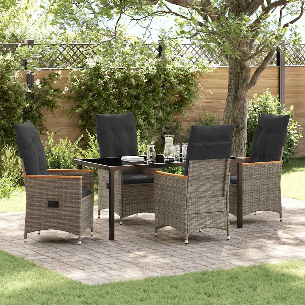 Conjunto de Comedor de Jardín 5 pcs Gris ratán sintético