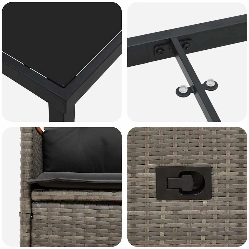 Conjunto de Comedor de Jardín 9 pcs Gris ratán sintético