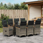 Conjunto de Comedor de Jardín 9 pcs Gris ratán sintético