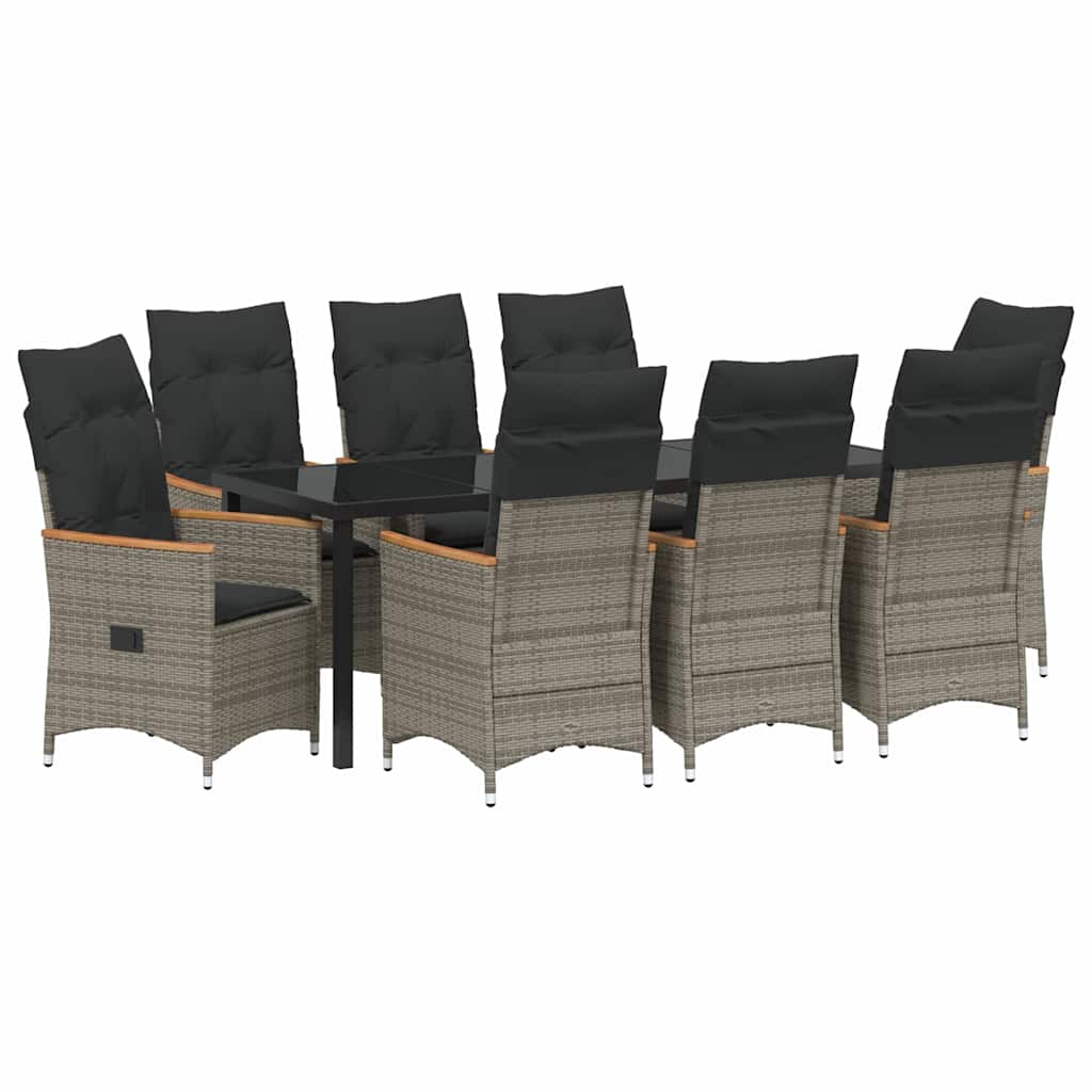 Conjunto de Comedor de Jardín 9 pcs Gris ratán sintético