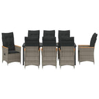 Conjunto de Comedor de Jardín 9 pcs Gris ratán sintético