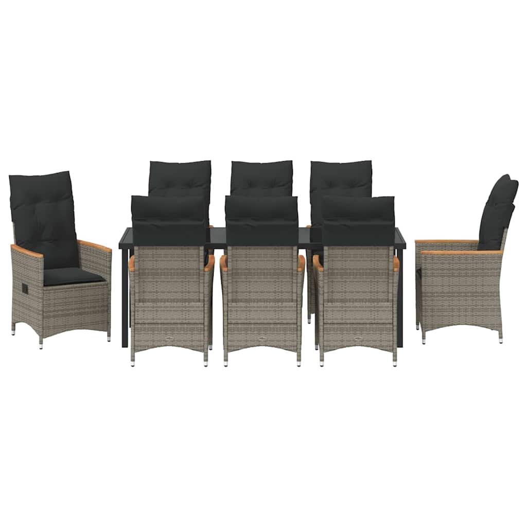 Conjunto de Comedor de Jardín 9 pcs Gris ratán sintético