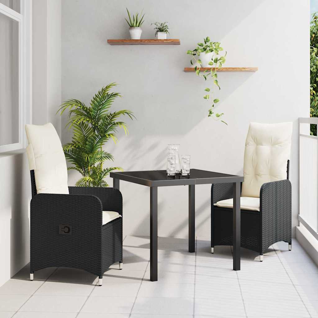 Conjunto de Refeição de Jardim 3 pçs Bege rotim sintético