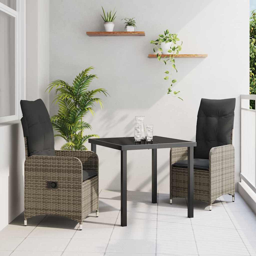 Conjunto de Refeição de Jardim 3 pçs Bege rotim sintético