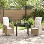 Conjunto de Comedor de Jardín 3 pcs Beige ratán sintético