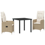 Conjunto de Comedor de Jardín 3 pcs Beige ratán sintético