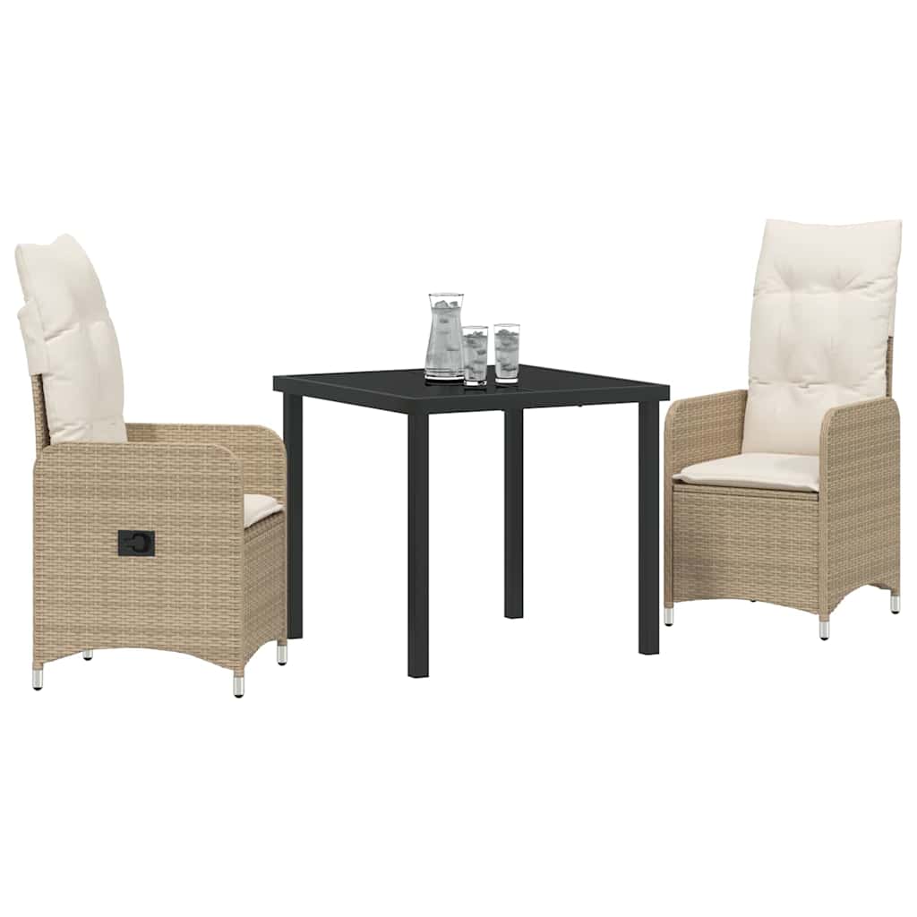 Conjunto de Comedor de Jardín 3 pcs Beige ratán sintético