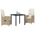 Conjunto de Comedor de Jardín 3 pcs Beige ratán sintético