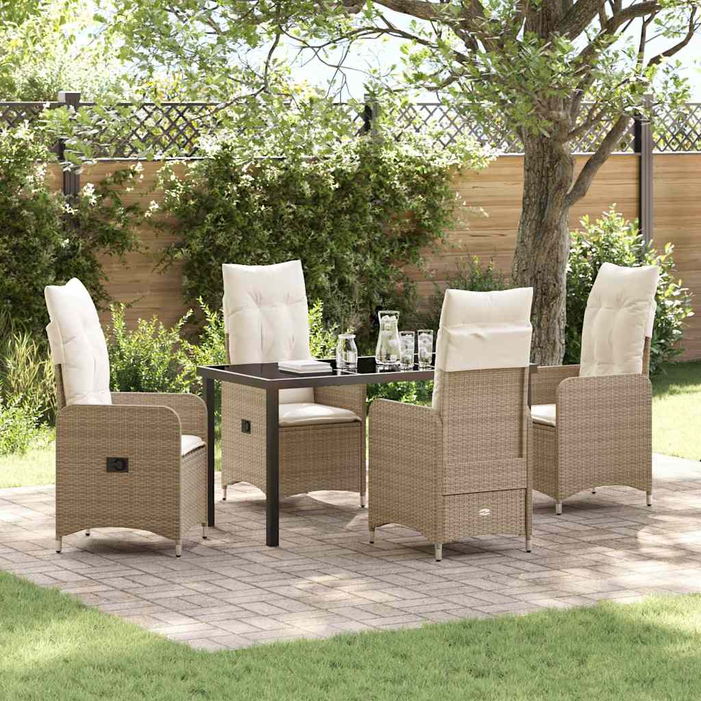 Conjunto de Refeição de Jardim 3 pçs Bege rotim sintético