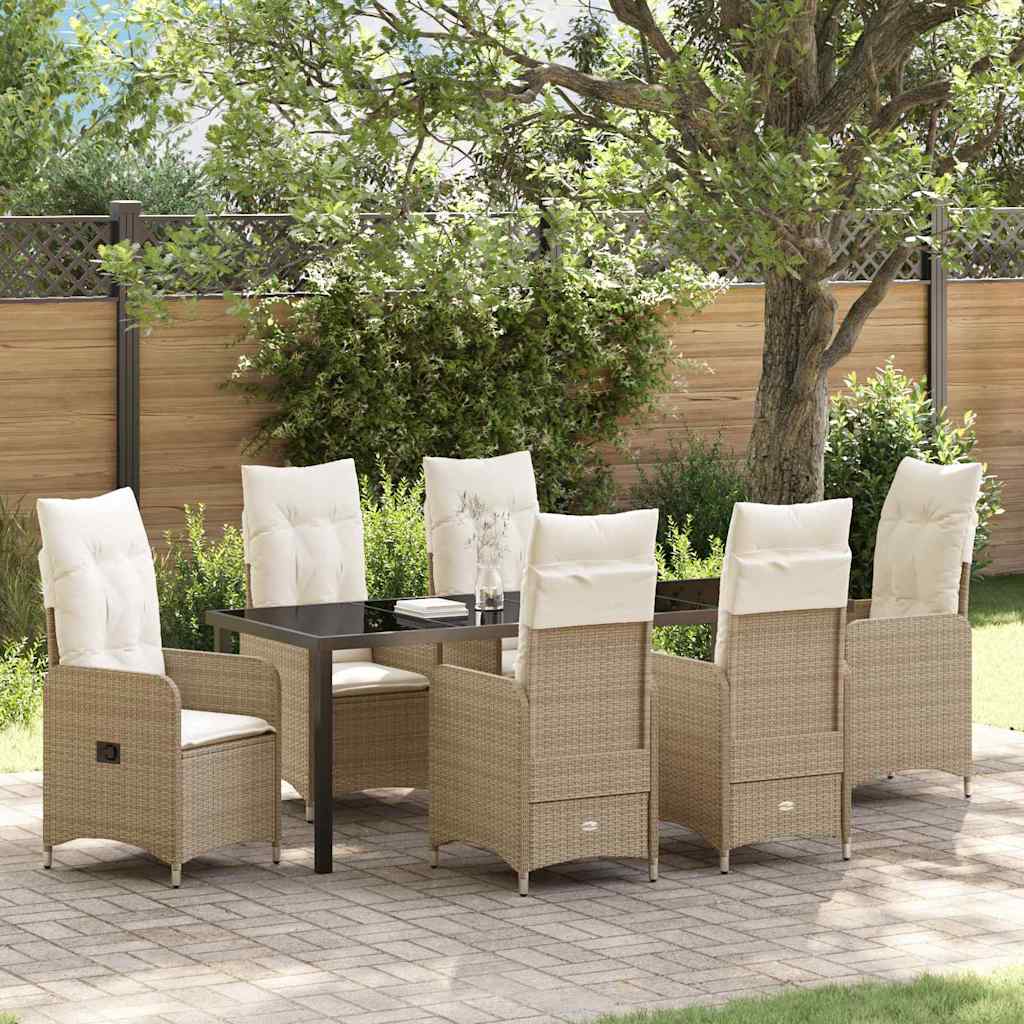 Conjunto de Refeição de Jardim 3 pçs Bege rotim sintético