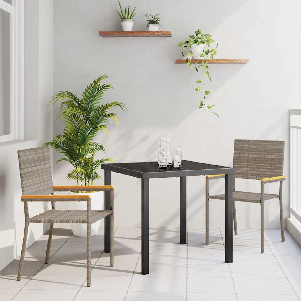 Conjunto de Comedor de Jardín 3 pcs Gris ratán sintético