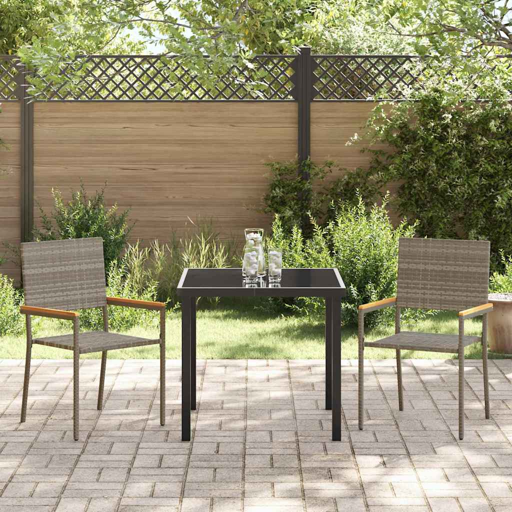 Conjunto de Comedor de Jardín 3 pcs Gris ratán sintético