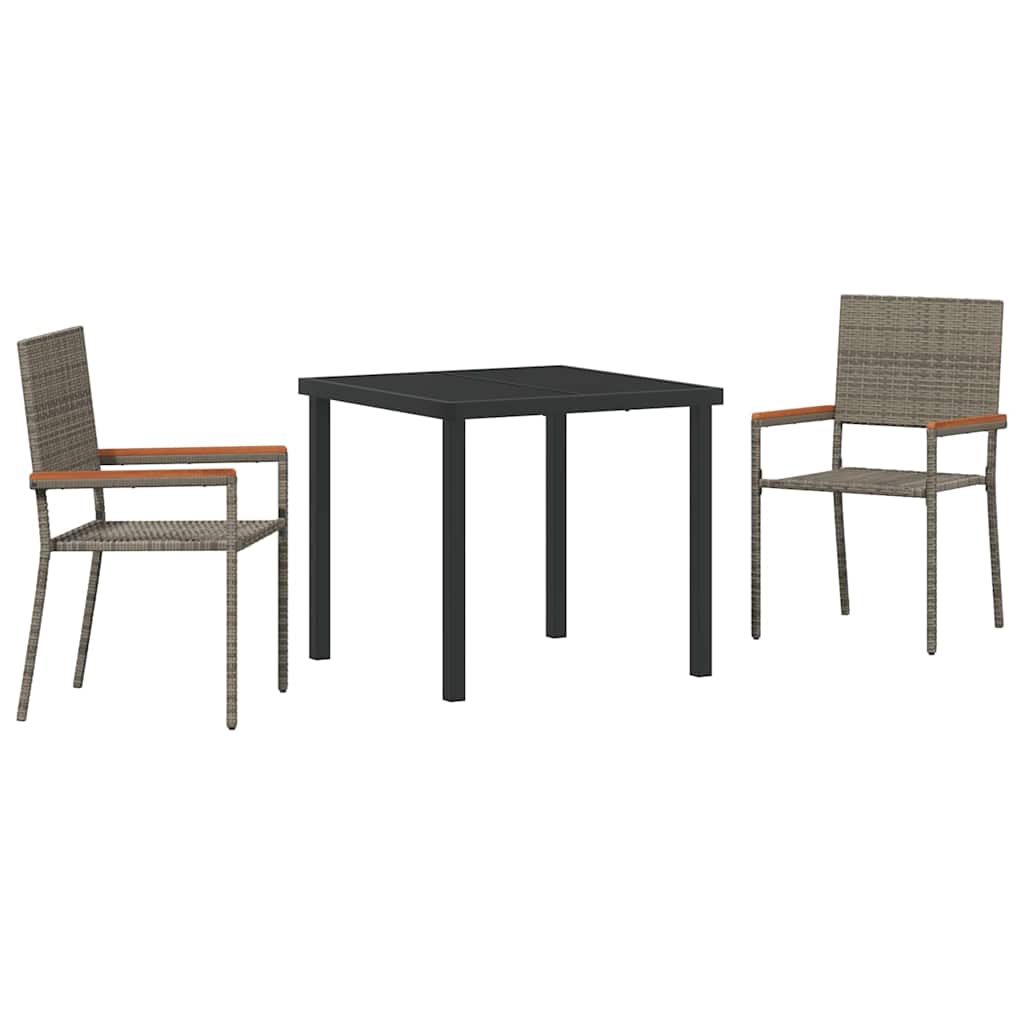 Conjunto de Comedor de Jardín 3 pcs Gris ratán sintético