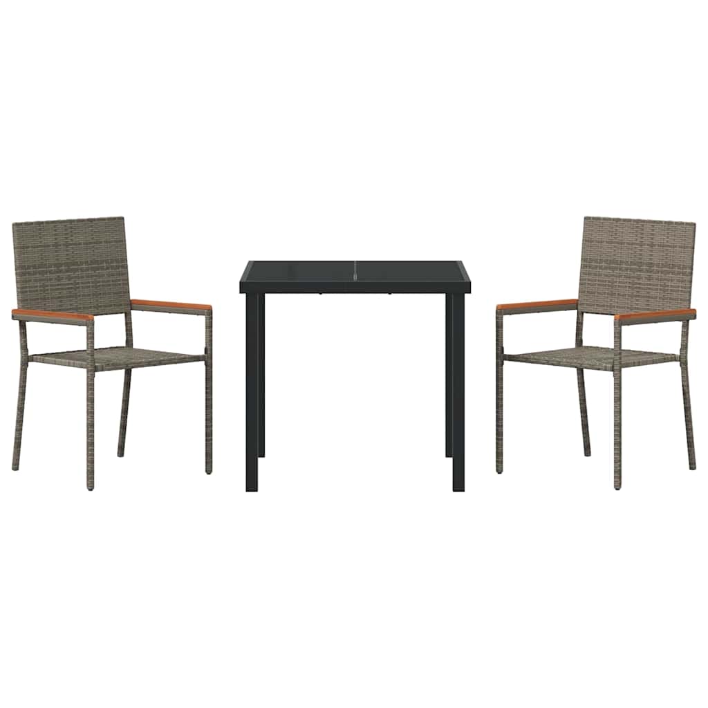 Conjunto de Comedor de Jardín 3 pcs Gris ratán sintético