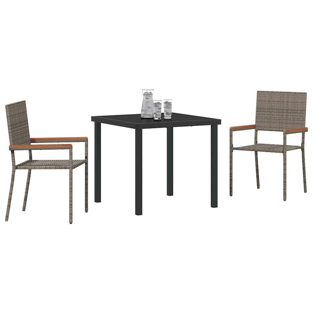 Conjunto de Comedor de Jardín 3 pcs Gris ratán sintético