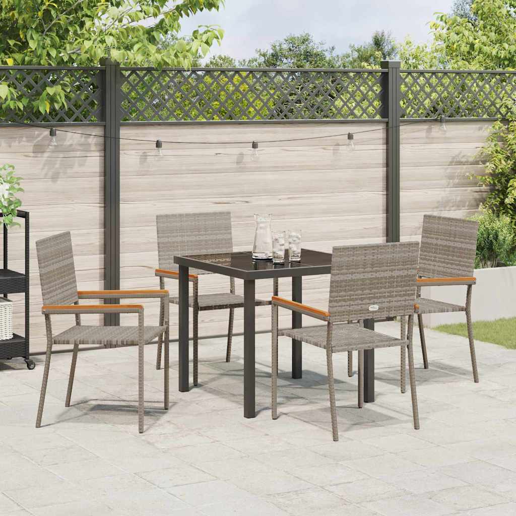 Conjunto de Comedor de Jardín 5 pcs Gris ratán sintético