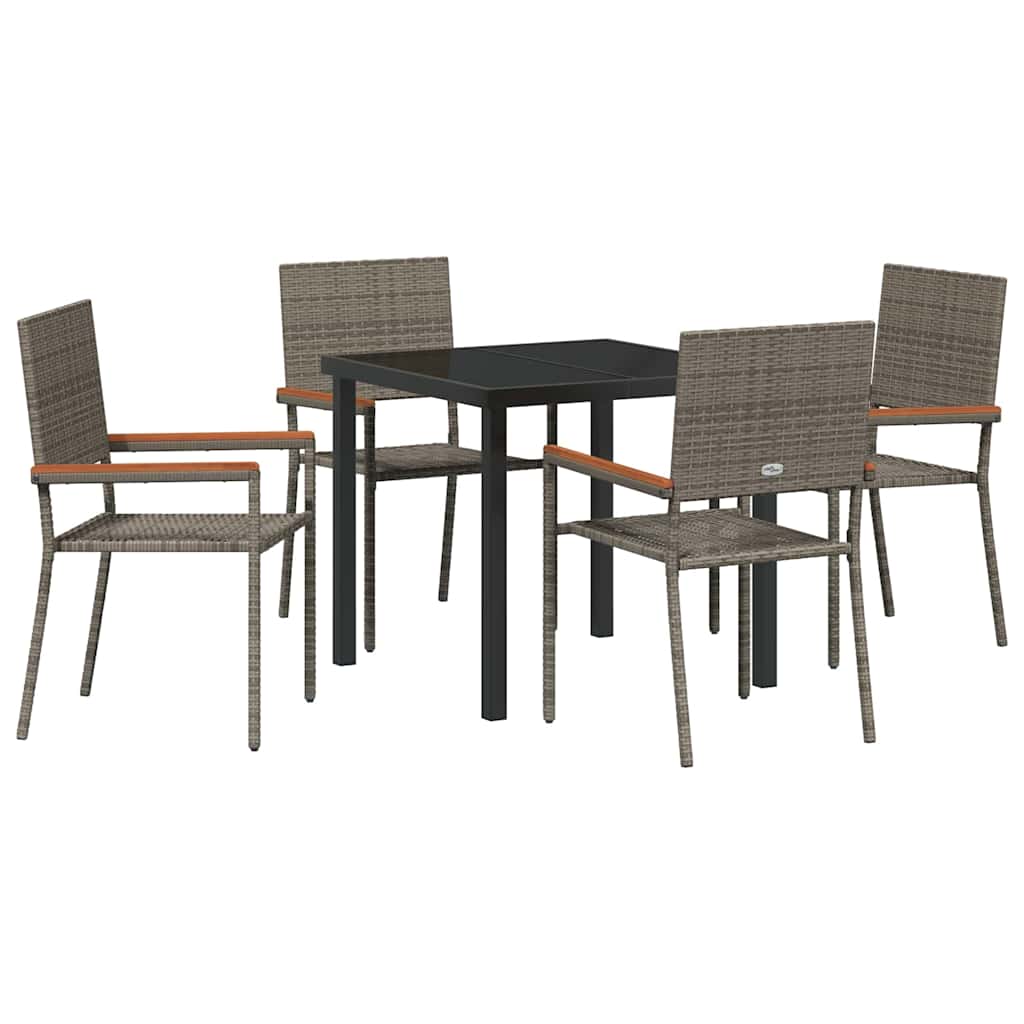Conjunto de Comedor de Jardín 5 pcs Gris ratán sintético