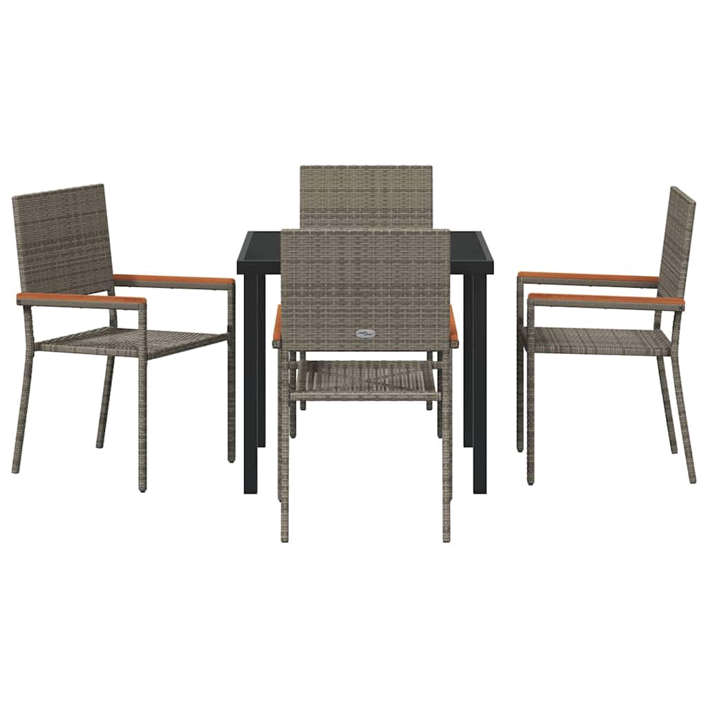Conjunto de Comedor de Jardín 5 pcs Gris ratán sintético