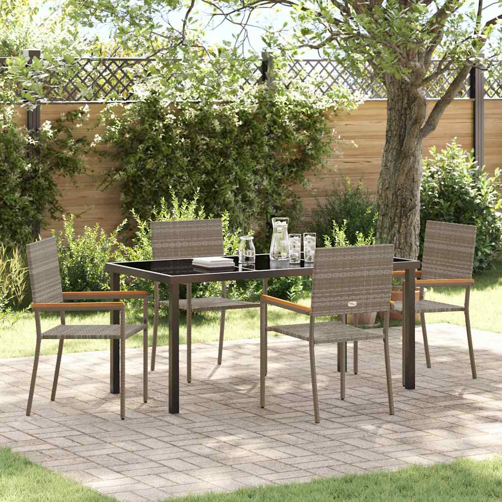Conjunto de Comedor de Jardín 5 pcs Gris ratán sintético