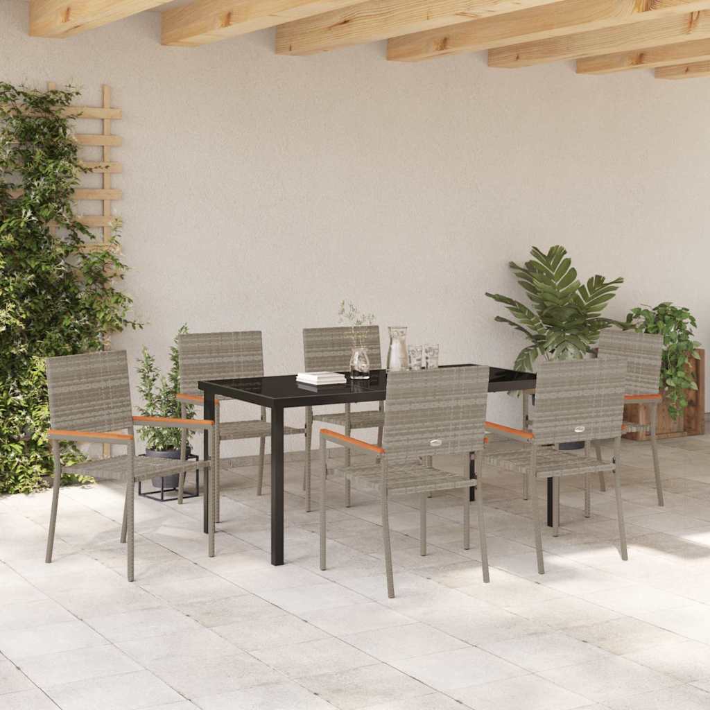 Conjunto de Comedor de Jardín 7 pcs Gris ratán sintético