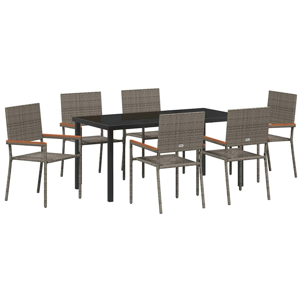 Conjunto de Comedor de Jardín 7 pcs Gris ratán sintético