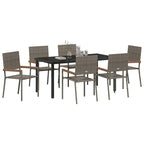 Conjunto de Comedor de Jardín 7 pcs Gris ratán sintético