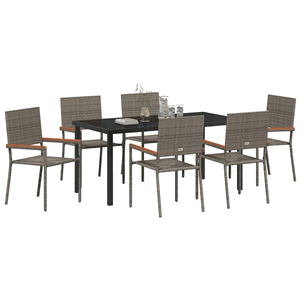 Conjunto de Comedor de Jardín 7 pcs Gris ratán sintético