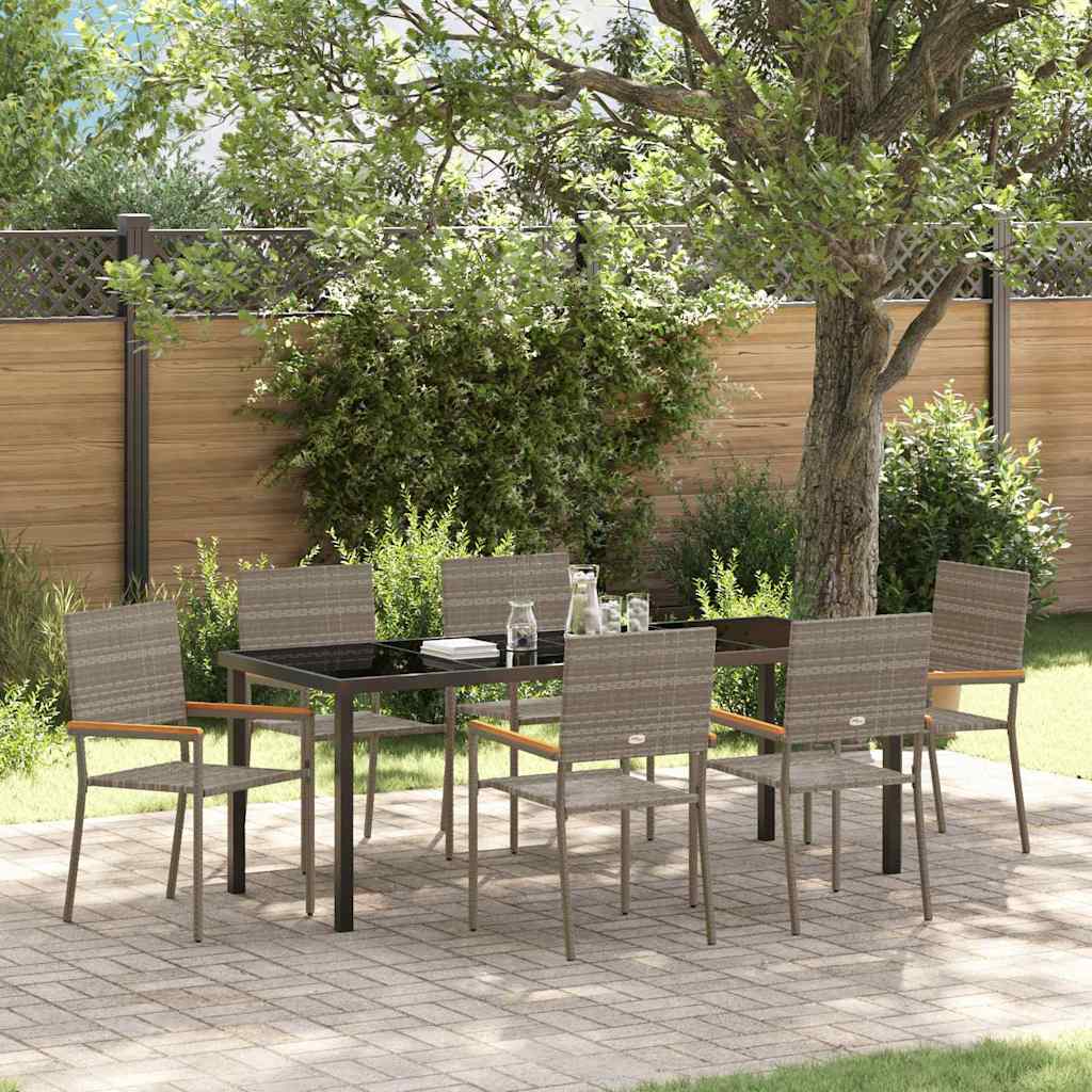 Conjunto de Comedor de Jardín 7 pcs Gris ratán sintético