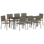 Conjunto de Comedor de Jardín 9 pcs Gris ratán sintético