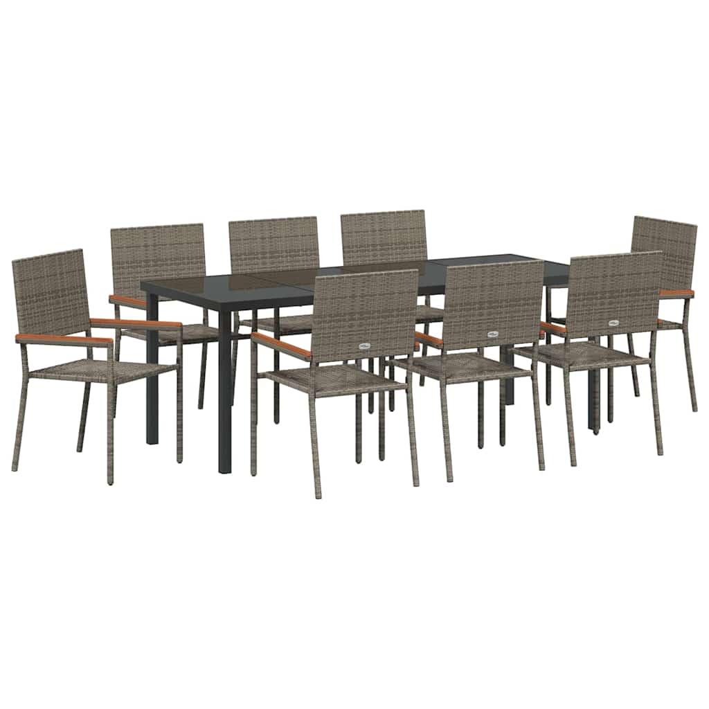Conjunto de Comedor de Jardín 9 pcs Gris ratán sintético