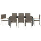 Conjunto de Comedor de Jardín 9 pcs Gris ratán sintético