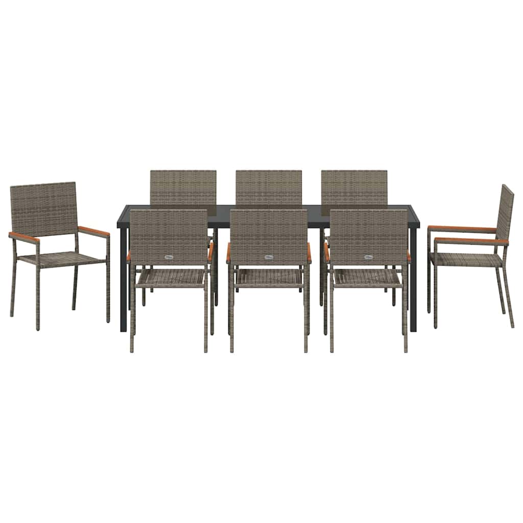 Conjunto de Comedor de Jardín 9 pcs Gris ratán sintético