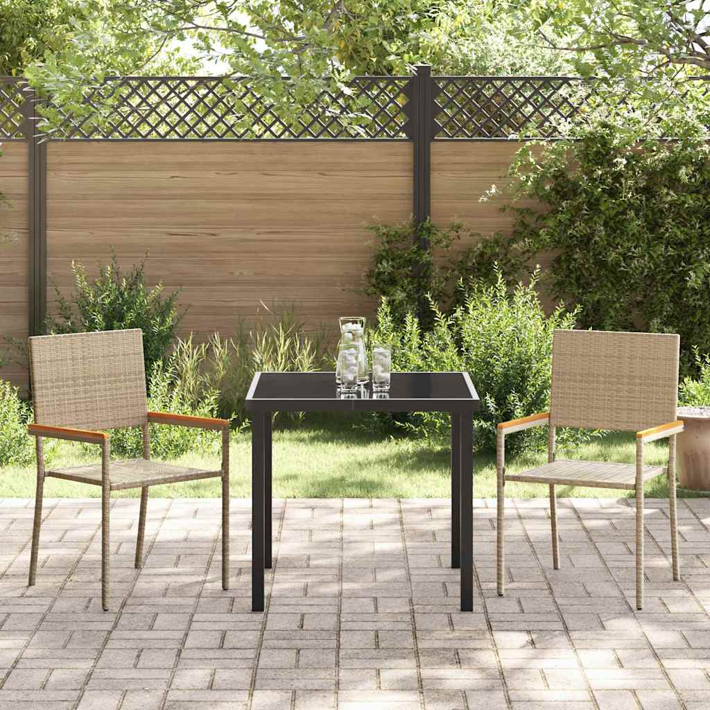 Conjunto de Comedor de Jardín 3 pcs Beige ratán sintético