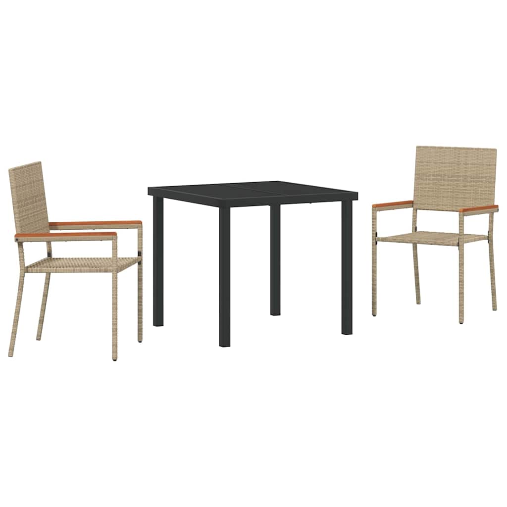 Conjunto de Comedor de Jardín 3 pcs Beige ratán sintético