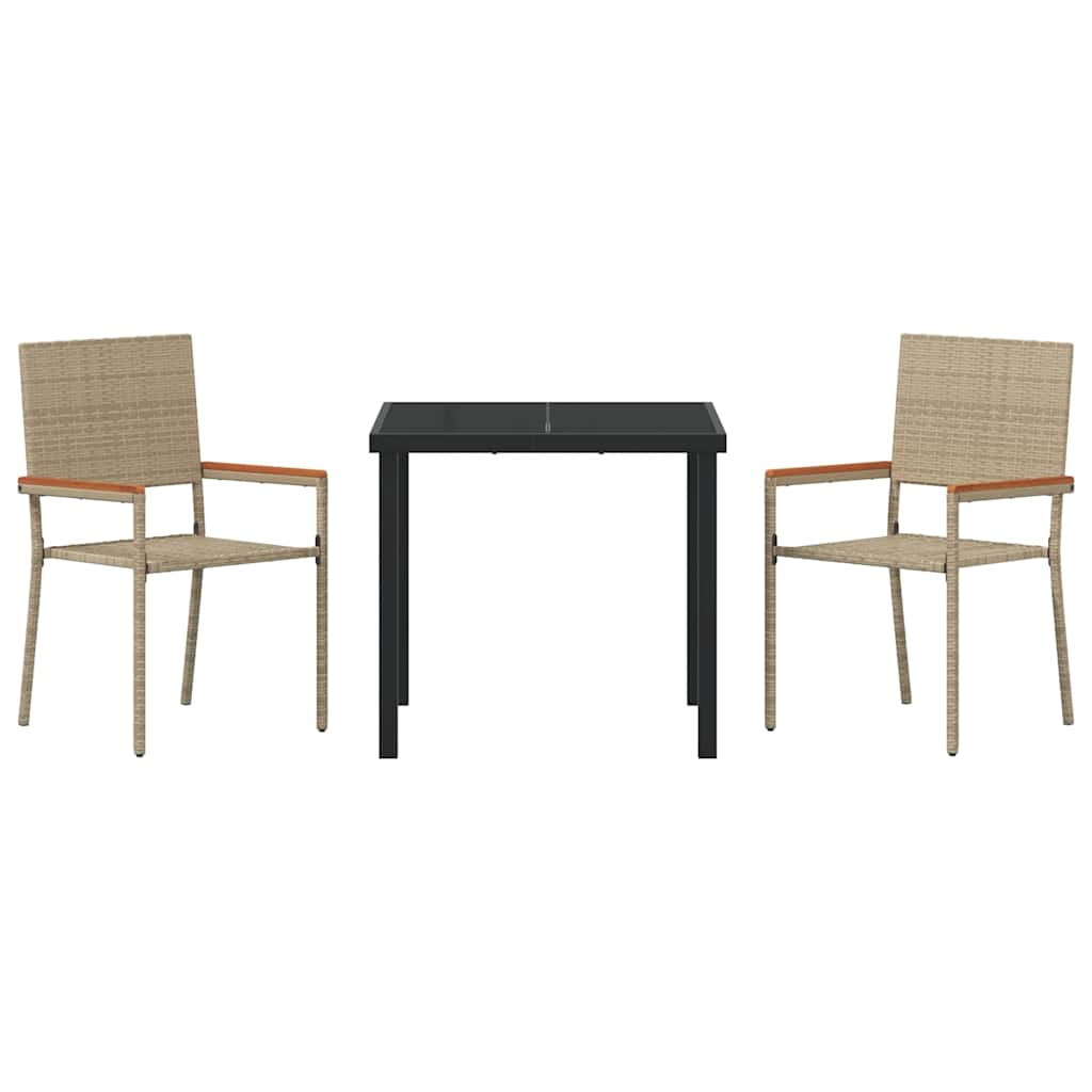Conjunto de Comedor de Jardín 3 pcs Beige ratán sintético