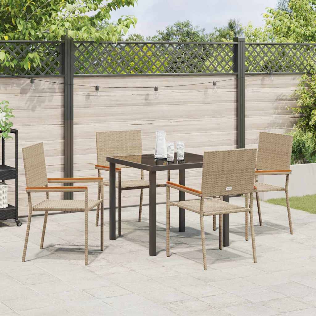 Conjunto de Comedor de Jardín 5 pcs Beige ratán sintético