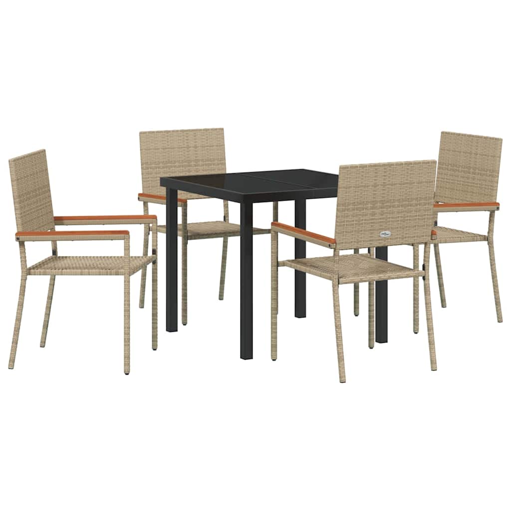 Conjunto de Comedor de Jardín 5 pcs Beige ratán sintético