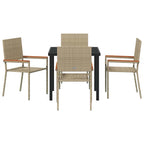 Conjunto de Comedor de Jardín 5 pcs Beige ratán sintético