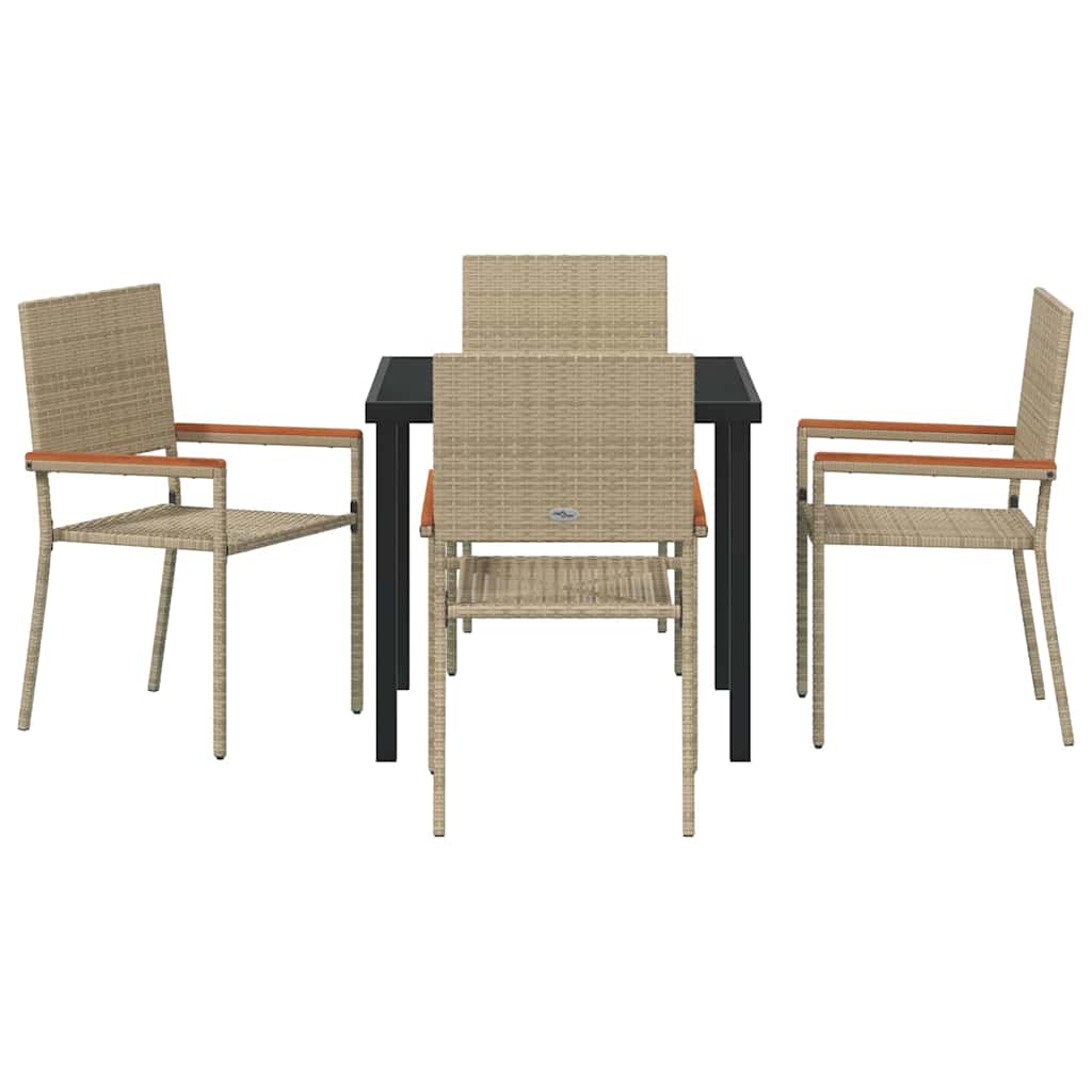 Conjunto de Comedor de Jardín 5 pcs Beige ratán sintético
