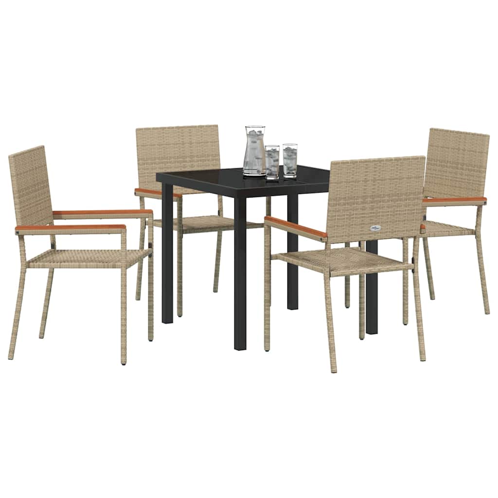 Conjunto de Comedor de Jardín 5 pcs Beige ratán sintético
