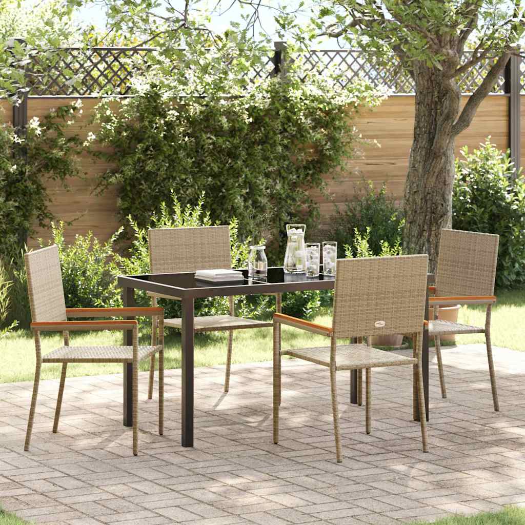 Conjunto de Comedor de Jardín 5 pcs Beige ratán sintético