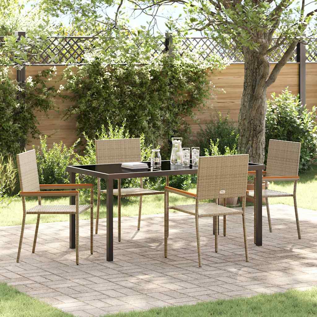 Conjunto de Comedor de Jardín 5 pcs Beige ratán sintético