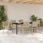 Conjunto de Comedor de Jardín 7 pcs Beige ratán sintético