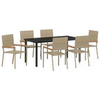 Conjunto de Comedor de Jardín 7 pcs Beige ratán sintético