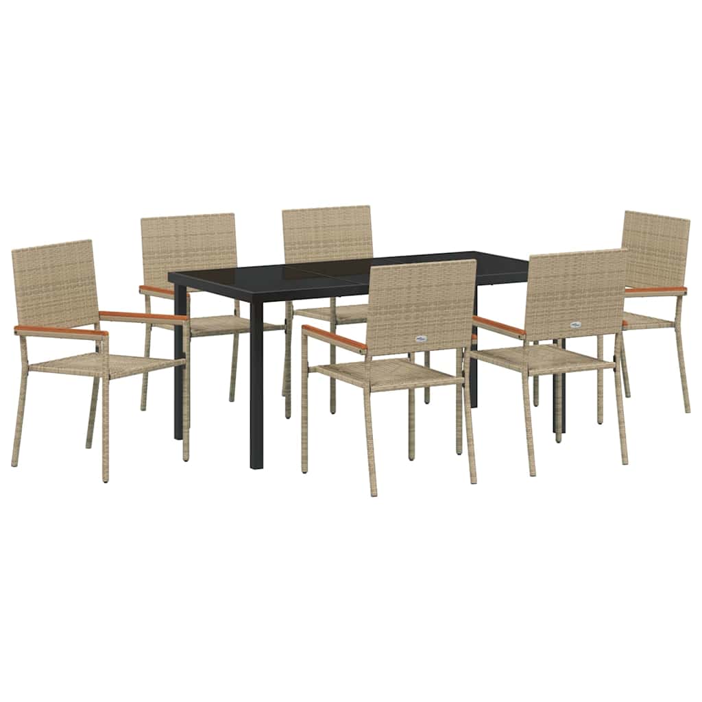 Conjunto de Comedor de Jardín 7 pcs Beige ratán sintético