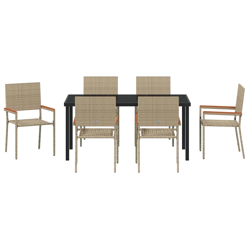 Conjunto de Comedor de Jardín 7 pcs Beige ratán sintético